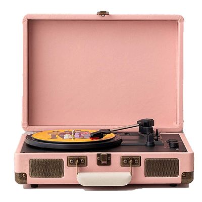 EHVYBDX Vintage Suitcase Turntable with Bl, Classic Phonograph Record Player,3 Speed Belt Drive Vinyl Record Player,Supports 3.5mm Headphone Jack and 7/10/12 Inch Record