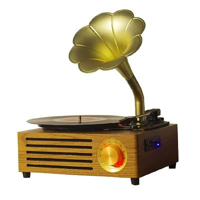 EHVYBDX Record Player Retro Turntable,Vintage Phonograph,Record Player,Bl Turntable, Built-in Speaker