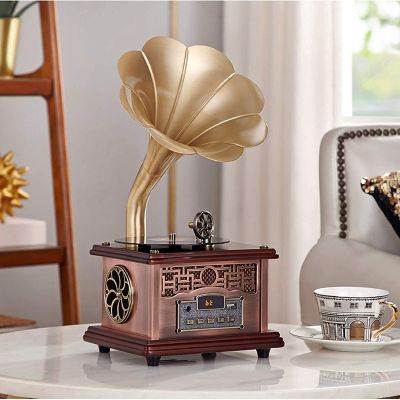 EHVYBDX Record Player,Record Player Retro Turntable,with Wireless Speakers, Vintage Wood Phonograph for Off