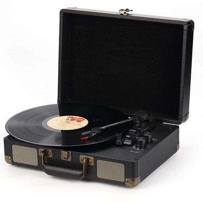 EHVYBDX Suitcase Record Player with Built-in Speakers,3-Speed Bl Turntable Support 12/10/7 Inch Record,Headphone Jack,Vinyl Player