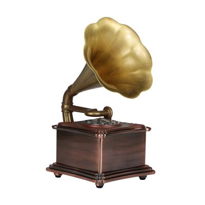 EHVYBDX Music Box Mini Vintage Retro Classic Style Phonograph Gramophone Shape Stereo Speaker Sound System Music Box 3.5mm Audio Blue Tooth 4.2 Aux-in/Micro SD/USB Flash Drive Recorder