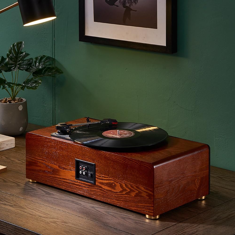 EHVYBDX Portable Vinyl Record Player,Multi-Function Record Player,Retro Phonograph,33/45/78Rpm Lp Vinyl Turnable Player,Double Full-Range Speakers,Brown,Retro Decoration for Living Ro
