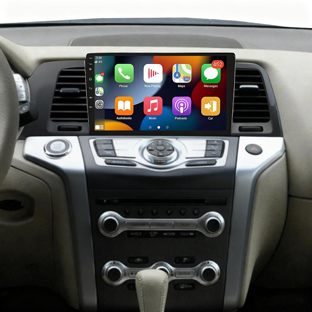 2+64G Double Din Car Stereo for Nissan Murano Z51 2008-2014 Radio Upgrade 9" Touch Screen Stereo for Murano Z51 Head Unit with Backup Camera Bluetooth Wireless Carplay Android Auto GPS Navigation