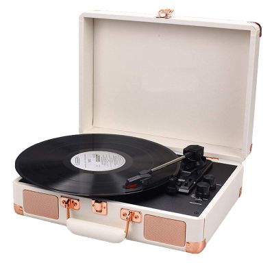 EHVYBDX Turntable, Record Player with Speakers, Three SpeedSupports RCA OutputBl, Headphone Jack,Portable Suitcase Style Vinyl Player