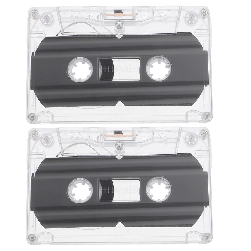 Toyvian 2pcs Blank Cassette Tape, 30 Min Recording Time, Transparent Plastic, Standard Size Audio Tapes for DIY Recording