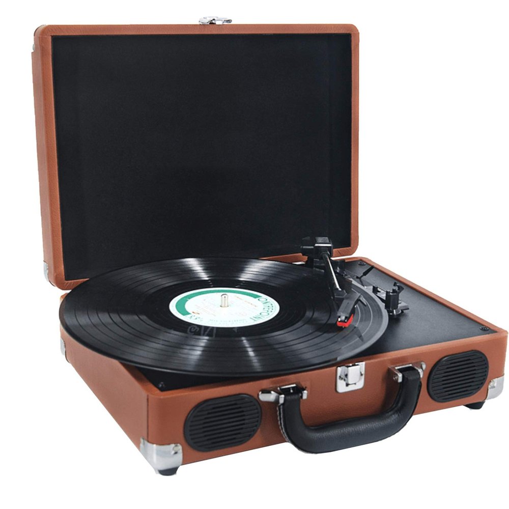 EHVYBDX Retro Suitcase Designed,Record Player Belt-Drive 3-Speed Turntable Built-in Stereo Speakers Supports 7/10/12 Inches Vinyl Record,RCA Line Out,Record Player with Speakers