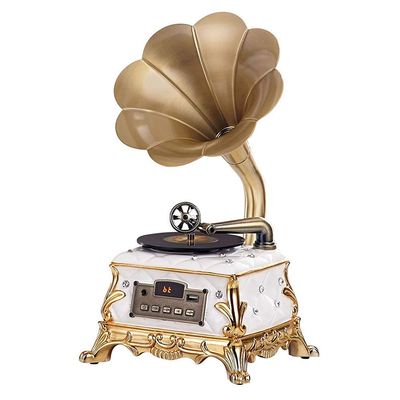 EHVYBDX Record Player Retro Turntable,Gramophone with Wireless Speakers, for Office/Home Decor, Gold Recorder