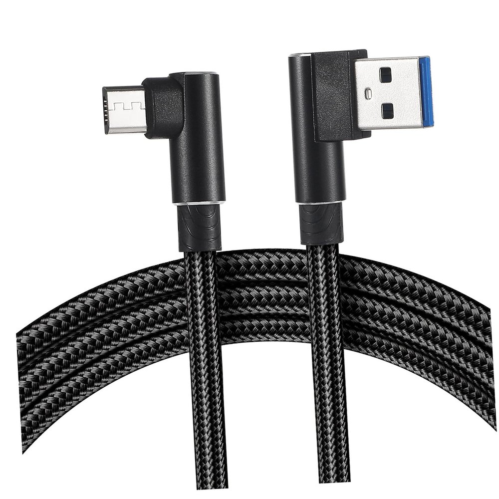 GALPADA Braided Right Angle Micro USB Cable Charger Cord Fast Charging and Data Sync Nylon for Phones Black