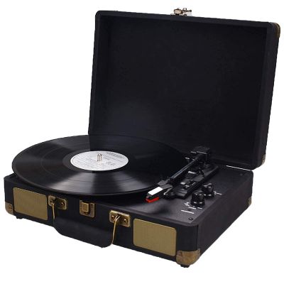 EHVYBDX Turntable, Record Player with Speakers, Three SpeedSupports RCA OutputBl, Headphone Jack,Portable Suitcase Style Vinyl Player