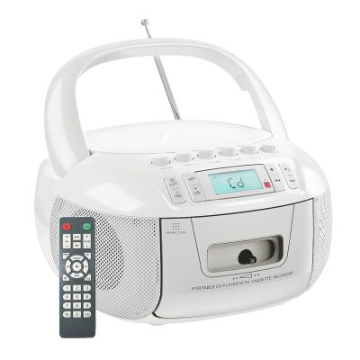 CD and Cassette Player Combo, Portable CD Player with Handle, Remote Control, LCD Display & AUX/Headphone Jack, AM/FM Stereo Radio and Tape Player/Recorder, for Home, Senior, Child