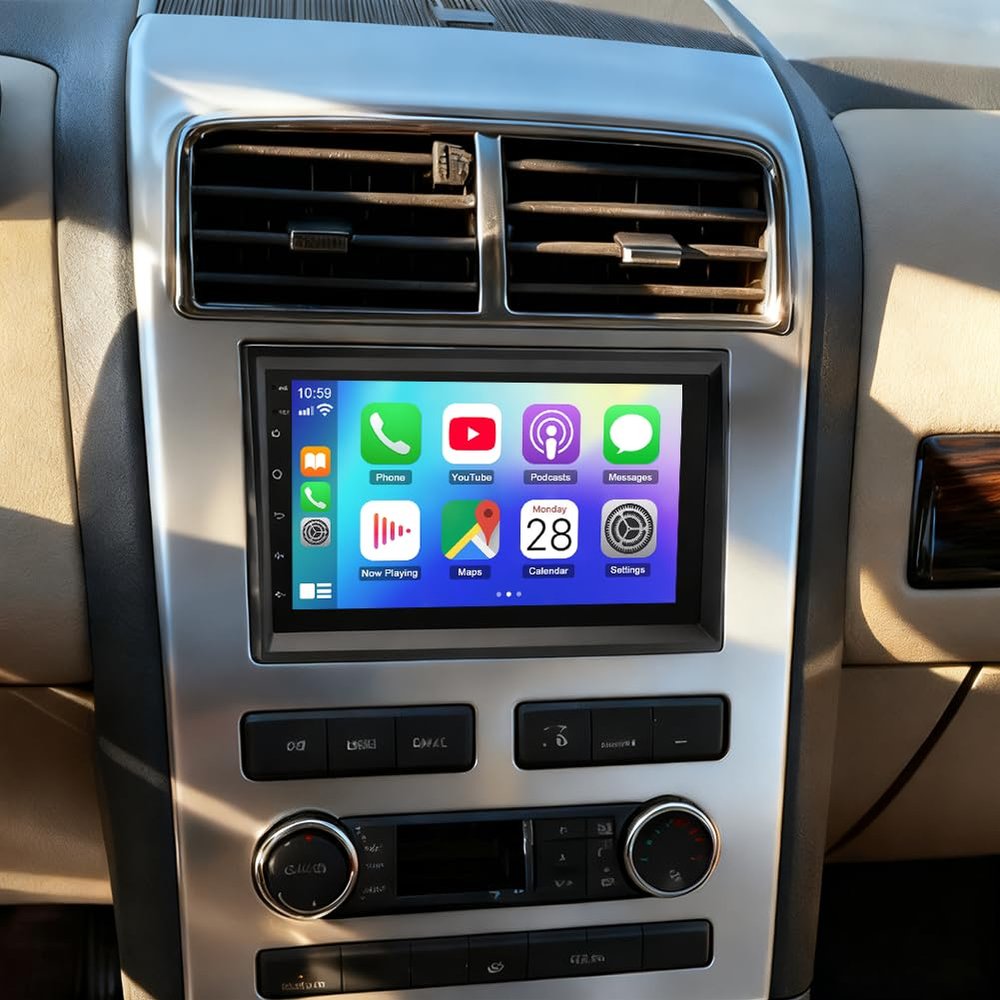 7 inch Android 14 Car Stereo Radio Fit for Lincoln MKX 2007 2008 2009, IPS Touch Screen Double Din Radio with Carplay & Android Auto GPS Navigation BT FM RDS DSP Mirror Link WiFi Backup Camera MIC