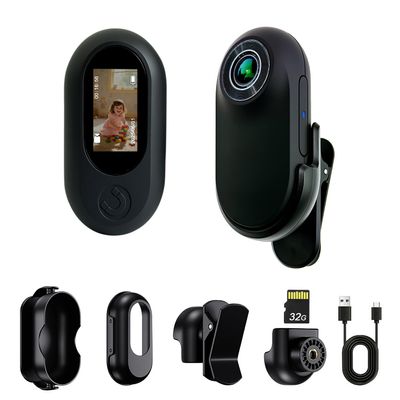 Frelisty Mini Body Camera, Thumb Size Mini Body Cam, Wearable Body Cameras with Audio and Video Recording, Hands-Free POV Portable Vlogging Camcorder for Walking, Fishing, Travel(Black)