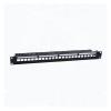 24-port blank patch panel, uninstalled, empty 24P panel, shielded, 19-inch, 1U rack mount, with labeling, field cable strip, ground wire view 3