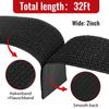 2" x32ft Hook and Loop Straps with Metal Buckles, Molle Cable Straps, Adjustable Fastening Cinch Strap, Reusable Nylon Securing Cord Ties, 2 inch Wide, Black with 20 Buckles view 2