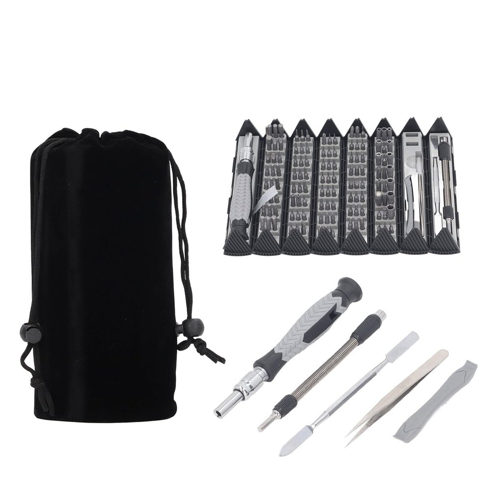 126 - in - 1 Magnetic Screwdriver Set for PC Repair Kit, Small Electronics, Manual Driver Kit, Black - Strong Magnetic Bits, Portable for Phone, Camera, Watch Repai