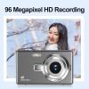 CCD 1080P Digital Camera, 96MP Sensor, 16X Digital Zoom, 2.4 Inch IPS Screen for Vlogging, Travel, and Student Photography, Compact Design(Silver) view 2