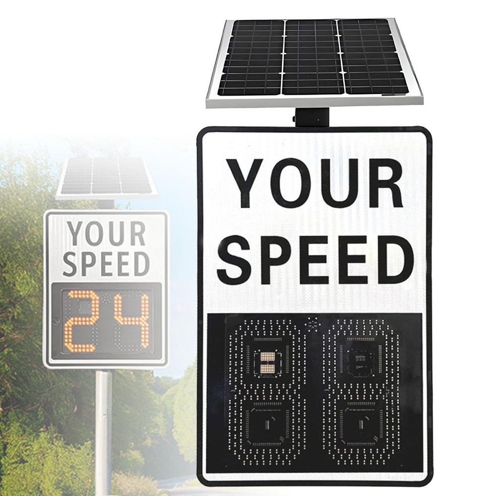 DNEPEI Traffic Speed Feedback Sign,Solar Powered Radar Detector, LED Your Speed Display with Red/Green Alert for School Zones & High-Traffic Areas White-20 * 27in