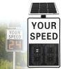 DNEPEI Traffic Speed Feedback Sign,Solar Powered Radar Detector, LED Your Speed Display with Red/Green Alert for School Zones & High-Traffic Areas White-20 * 27in view 1