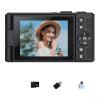 4K Digital Camera, 64MP 16X Zoom and 180 Flip Screen for Vlogging, Selfie-Friendly Compact Camera for Travel and Student-Friendly Design(Black 32G) view 1