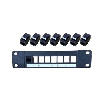 8-port 1U empty patch panel suitable for standard Keystone rack mounting(Cat.6A 8port Panel)