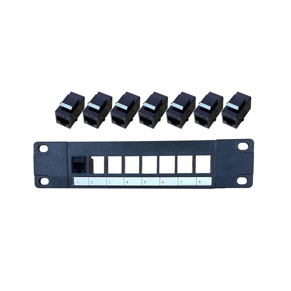 8-port 1U empty patch panel suitable for standard Keystone rack mounting(Cat.6A 8port Panel)