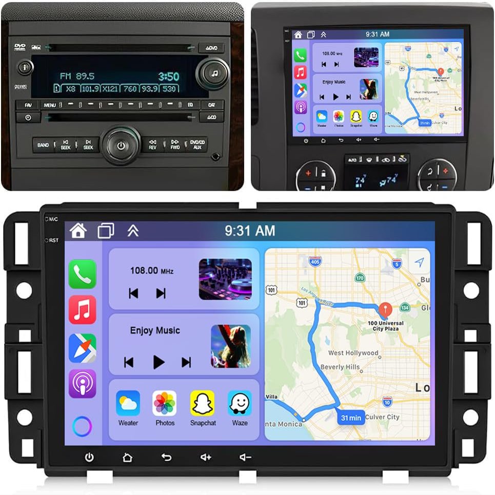 2G+64G Car Stereo for Chevy Silverado 1500HD 2500HD 3500HD 2007-2013 with Wireless CarPlay Android Auto, 8" Touchscreen Android 14 Car Radio Receiver w/Bluetooth GPS WiFi FM RDS SWC BT Backup Camera