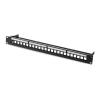 24-port uninstallable modular blank patch panel 19-inch 1U rack mount view 1
