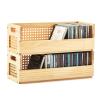 CroBlissful 2 Set Wooden CD Storage Box Holder Shelf with Carrying Handles, Rattan Design Cassette Tape Display Racks Organizer Shelf for Movie Cases, DVDs, Each Set Can Store up to 36 Pcs CDs view 1