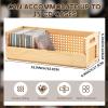 CroBlissful 2 Set Wooden CD Storage Box Holder Shelf with Carrying Handles, Rattan Design Cassette Tape Display Racks Organizer Shelf for Movie Cases, DVDs, Each Set Can Store up to 36 Pcs CDs view 2