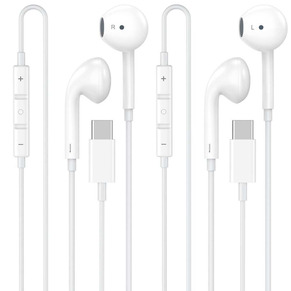 [Apple MFi Certified] USB C Headphones for iPhone 17 16 15, 2 Pack Wired Headphones USB C with Built-in Remote to Control Music, Phone Calls, and Volume for iPhone 17 16 15 Pro Max, Galaxy, Pixel