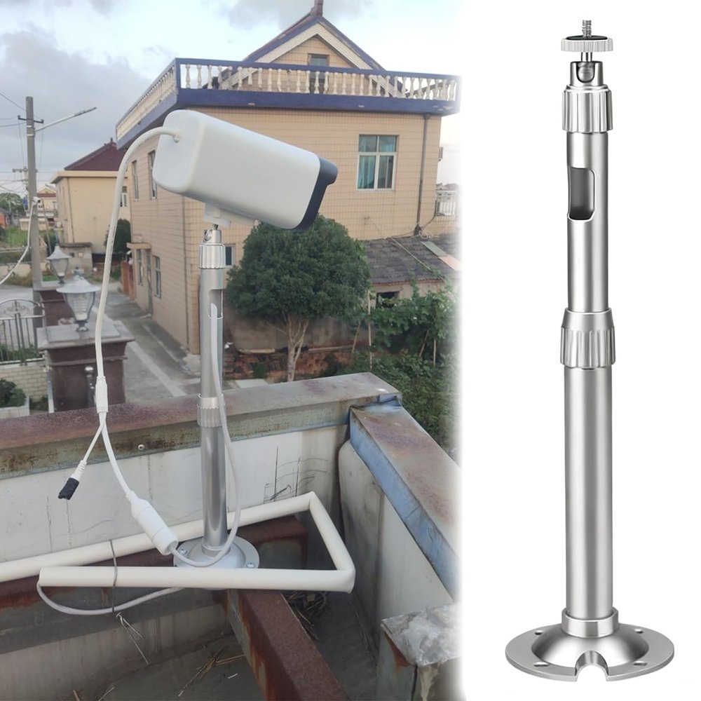 ERRULAN Security Camera Poles for Outside, Aluminum Alloy Surveillance Camera Pole Post, Universal CCTV Pole Mount Bracket for Backyard Walkway Industrial Commercial(40-80cm/15.7-31.5in)