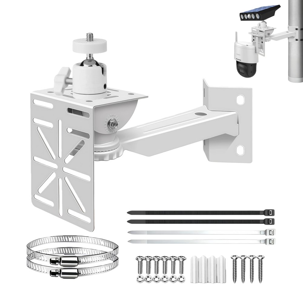 Coolotic Security Camera Mount System - Modular 3-in-1 Adjustable Clamp-on Bracket | Fit Pole/Corner/Wall, ndoor Outdoo Screw & Clamp Installation for CCTV, Flood Lights, Solar Panels