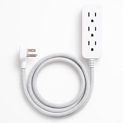 AnexaGlobal 10 Ft 3-Outlet Extension Cord  Flat Plug, Slim Profile, White/Gray  Durable Indoor Power Strip, Flexible Wire, Space-Saving Design for Home, Office & Dorm