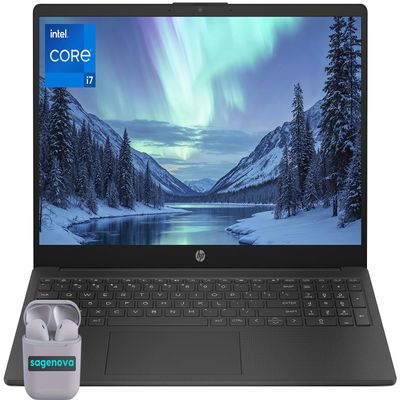 HP 15.6" Laptop Computer, Windows 11, 32GB RAM 1TB SSD, Intel Core i7-1355U Processor, HD Display, Numeric Keypad, Camera Privacy Shutter, HDMI, SageNova Earphones, Jet Black