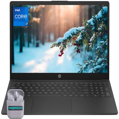 HP Laptop, 15.6" HD Business & Student Laptop Computer, Intel Core i7-1355U 10-Core Processor, 64GB RAM 2TB SSD, Windows 11, Numeric Keypad, Camera Privacy Shutter, SageNova Earphones, Black
