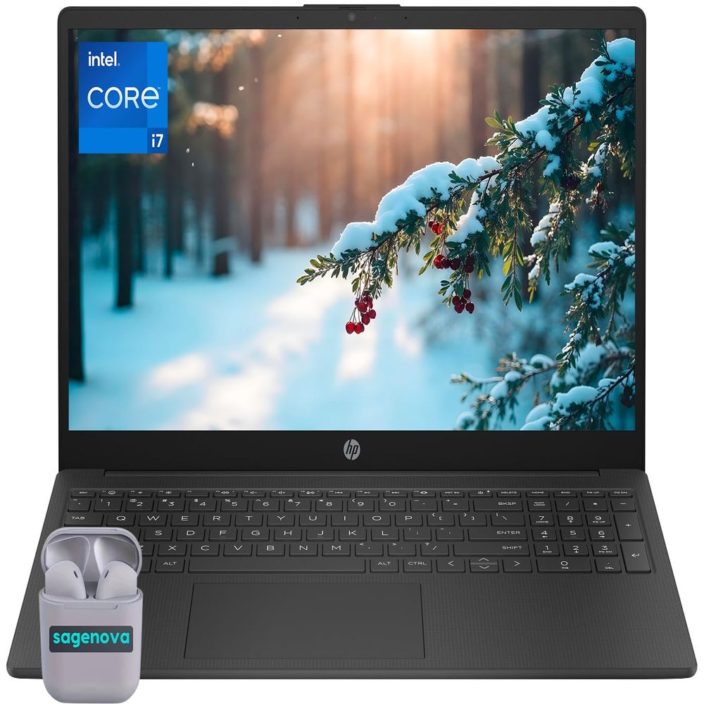 HP Laptop, 15.6" HD Business & Student Laptop Computer, Intel Core i7-1355U 10-Core Processor, 64GB RAM 2TB SSD, Windows 11, Numeric Keypad, Camera Privacy Shutter, SageNova Earphones, Black