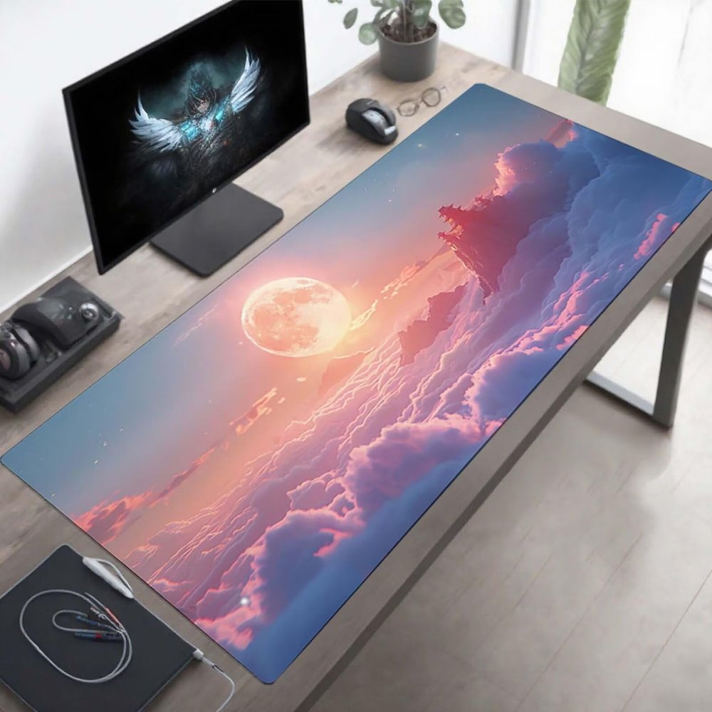 Mouse Pad Sky Gaming Mouse Pad Blue Computer Desk Mat Keyboard Mat with Stitched Edges Waterproof Anti-Slip Rubber Base Smooth Surface PC for Home Office Accessories, Gifts 48 x 24 in PjY6298 S-3