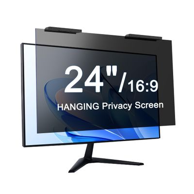 24 Inch Privacy Screen for Computer Monitor Hanging Removable Privacy Filter for 16:9 Aspect Ratio, Anti-Glare Anti-Spy Blue Light Shield, No Adhesive Easy Install Computer Screen Privacy (1 Pack)