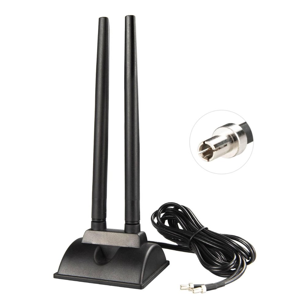 Boobrie Dual Band WiFi Antenna 2.4GHz 5GHz 5.8GHz TS9 WiFi Antenna with Magnetic Base 5dBi External Antennas for Wi-Fi Router/Hotspot/Industrial IoT/Car WiFi, 6.56Ft Low Loss Cable