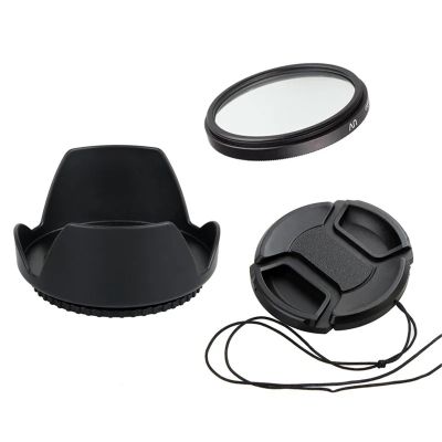 3In1 Camera Lens Hood + Lens Cap + UV Filter 40.5 49 52 55 58 62 67 72 77 82 for Nikon for Canon Excellent(82mm)