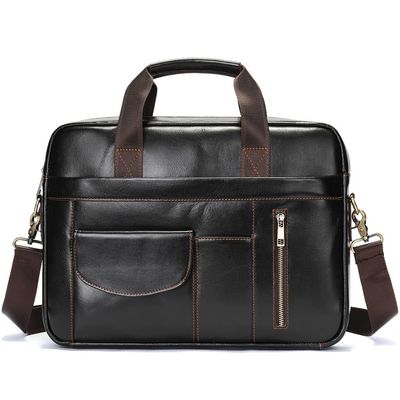 Briefcase Business Bag Portable Top Layer Cowhide Computer(D)
