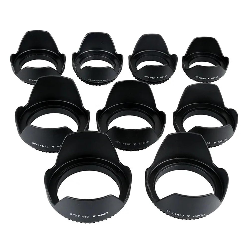 10 Pieces Camera Lens Hood 40.5/49/52/55/58/62/67/72/77/82mm Thread Mount for Canon for Nikon Excellent(58mm)