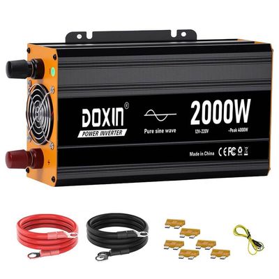1000/1500/2000/2500/3000/4000W Pure Sine Wave Inverter 12V DC to 110V/120V AC Converter for Home, RV, Truck, Off-Grid Solar Power with Dual AC and 5V 2.4A USB,2000W