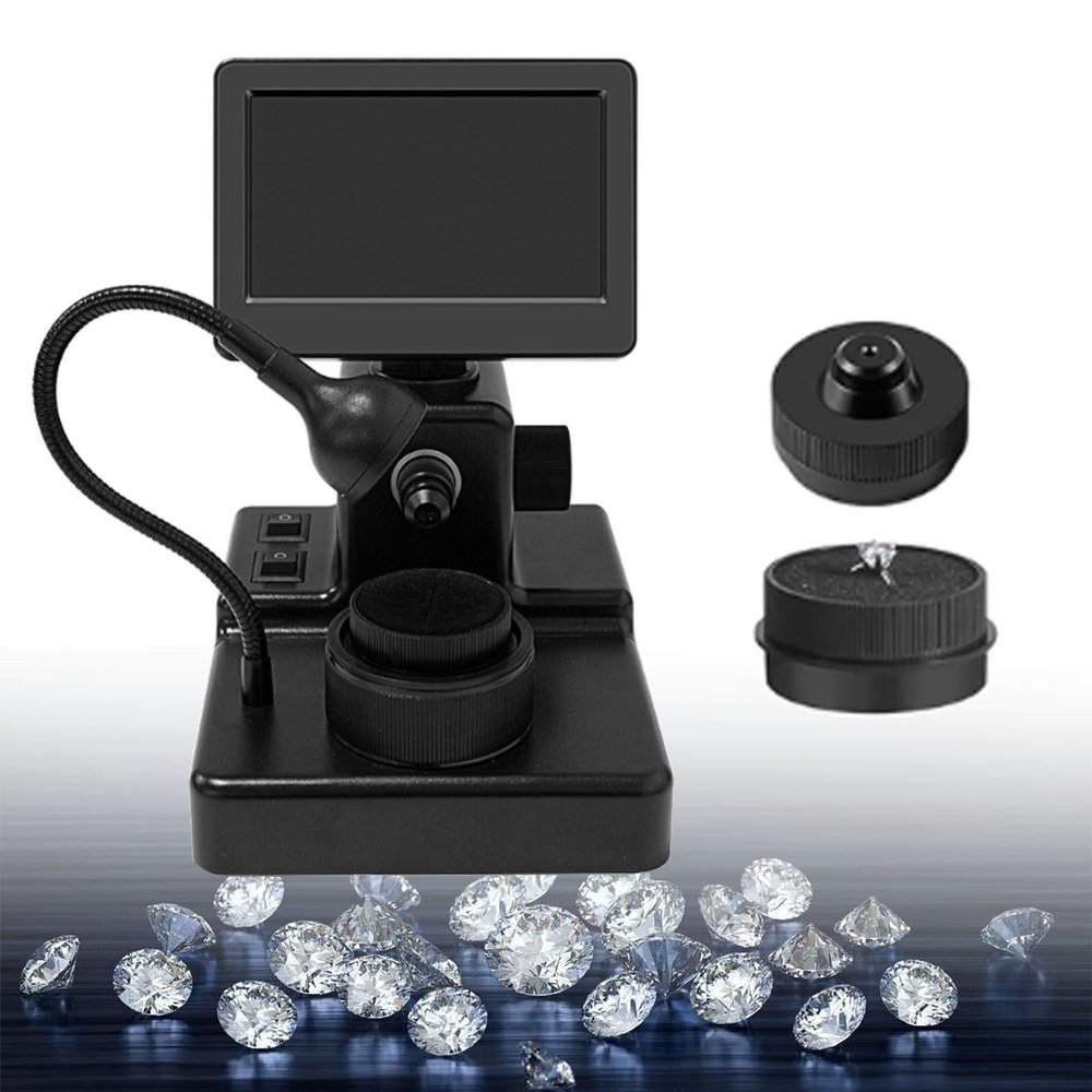 4.3-Inch LCD Diamond Girdle Microscope - 1000x HD Viewer for Jewelry Testing and Girdle Code Analysis