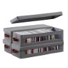 Coorganisers 4 Packs CD Storage Box with Visible Window, Stackable CD Case Holder with Dustproof Lid and Handles, Holds Up to 148 CDs in Full Jewel Cases-15.75 x 6.10 x 5.31 Inches-Grey view 1