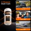 4K 3 Channel Dash Cam Front and Rear with Cabin, 4K+1080P+1080P Dash Camera for Cars, Free 128GB Card Included, Dash Cam with Night Vision, WiFi, GPS, APP Control, Parking Monitor, Loop Recording view 2