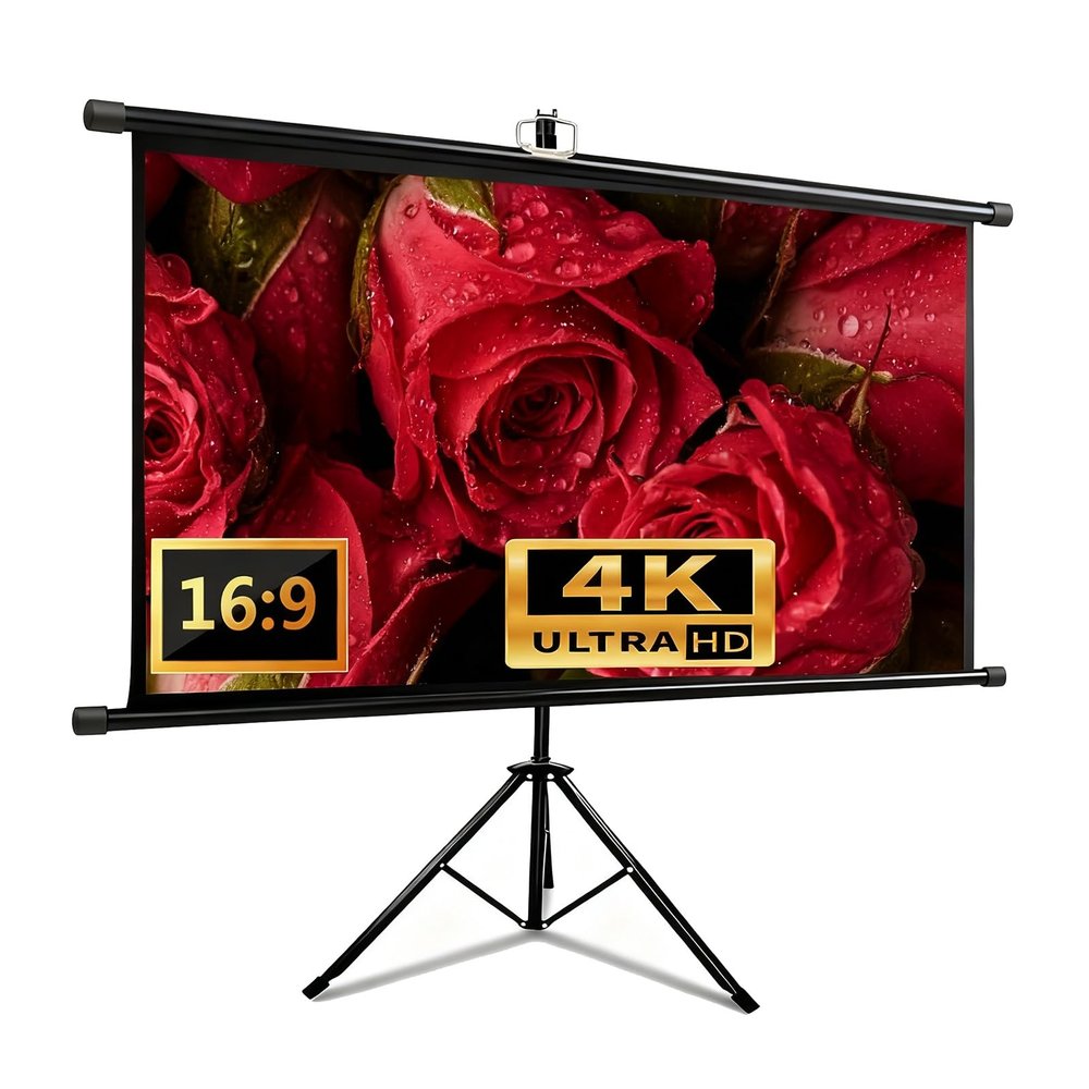 4:3 16:9 Projector Screen with Stand Tripod, Wall Mounting Cinema Screen for Home Theater Backyard Party Movie Nights(84"(4:3))