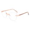 Dollger Rimless Cat Eye Blue Light Blocking Glasses for Women Trendy Metal Frameless Cute Anti Bluelight Blocker Glasses for Computer Screen Use Rose Gold view 1