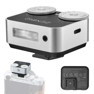 ZENIKO ZA-12S Dual Dial Retro Mini Flash - 2.5s Recycle, 7-Level Power, 400 Shots Single-Contact hotshoe Camera Flash for Fujifilm XM5/XT3, Sony A7M3, Ricoh GR3/4 Camera(Silver)