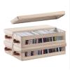 Coorganisers 4 Packs CD Storage Box with Visible Window, Stackable CD Case Holder with Dustproof Lid and Handles, Holds Up to 148 CDs in Full Jewel Cases-15.75 x 6.10 x 5.31 Inches-Beige view 1